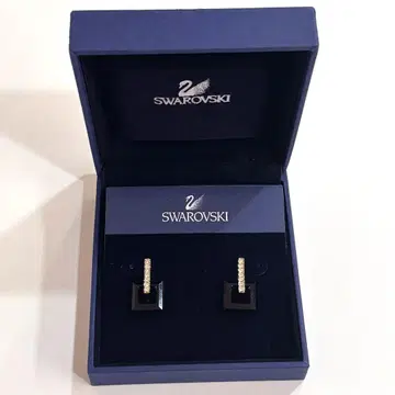 스와로브스키 스퀘어 서클 귀걸이 블랙