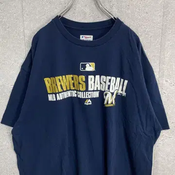 MLB 메이저리그 브루어스 팀 로고 프린트 티셔츠 2XL