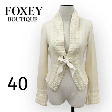 FOXEY 리본 포함 아이보리 가디건 폭시 40