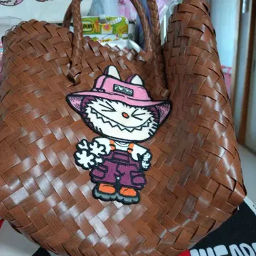 LABUBU 라부 토트백 나일론 뜨개질 바스켓 스타일