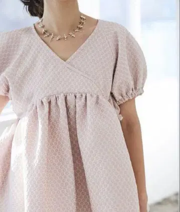 세븐텐 라메 자카드 카슈쿨 탑스 핑크 S