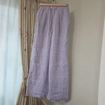 린넨 100% 연보라색 캐주얼 팬츠 사이즈 36