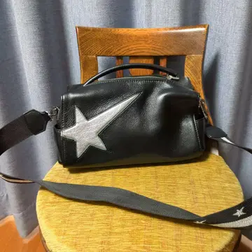 블랙 천연 가죽 숄더 백