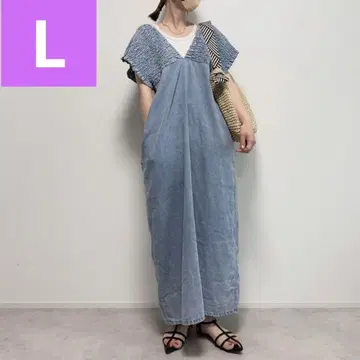 시마무라 데님 셔링 원피스 색스 L 사이즈