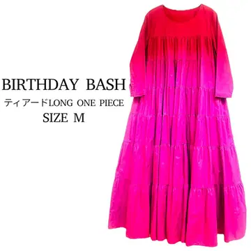 BirthdayBash 티어드 롱 원피스 핑크 완판템