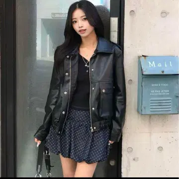 도트 벌룬 미니 스커트