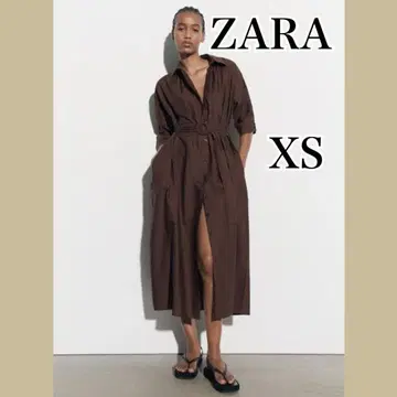 ZARA 자라 벨트 셔츠 원피스 브라운 브라운 롱 기장