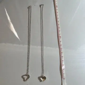 실버 하트형 펜던트 목걸이 약 40cm
