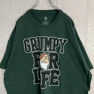 디즈니 GRUMPY 그린피 캐릭터 프린트 그린 티셔츠 3XL