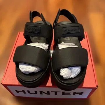 HUNTER 블랙 스포츠 샌들