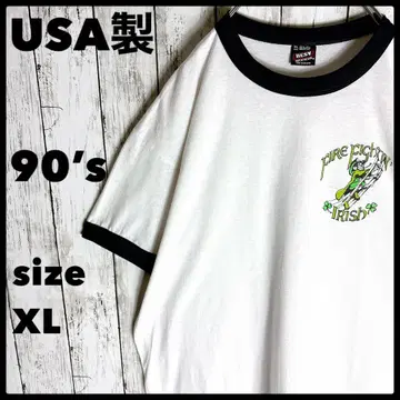 링거 트림 티셔츠 USA제 90년대 빈티지 구제 의류 XL 아메카지