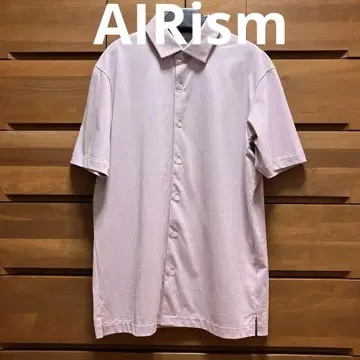 유니클로 AIRISM 풀 오픈 핑크 피케 셔츠 에어리즘 유니클로