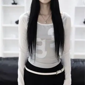 MIAE 미아이 백 슬릿 넘버 티셔츠