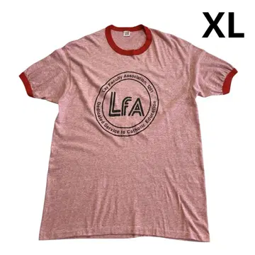 70s USA제 Hanes 링거 티셔츠 XL 핑크 빨간색 LFA