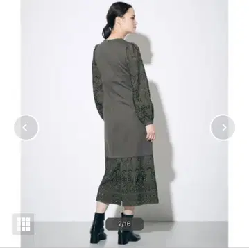 그레이스 콘티넨탈 퍼프 자수 원피스 36 허리 절개 롱 레이스