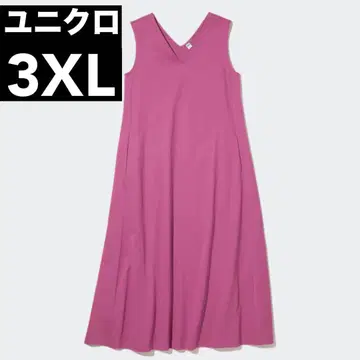 레어 3XL 핑크 유니클로 머서라이즈 코튼 A 라인 원피스