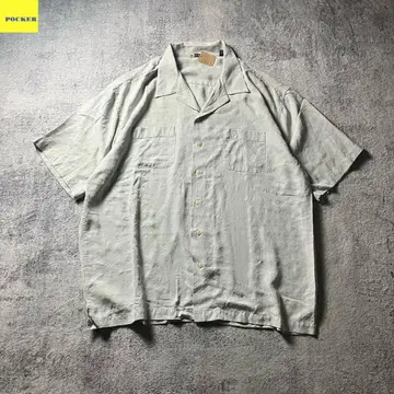 HOBIE 오픈 카라 체크 직물 반팔 오픈 카라 셔츠 XXL 그레이 계열