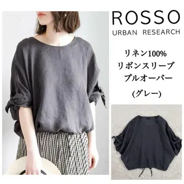 어반 리서치 ROSSO 린넨 리본 슬리브 풀오버 그레이