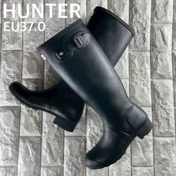 새상품급/37 HUNTER 헌터 레인부츠 오리지널 투어 톨 블랙