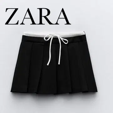 ZARA 대비 허리 밴딩 스코트 미니 스커트 팬츠 블랙
