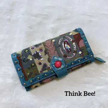 Think Bee! 싱크비 자카드 직물 악어 엠보싱 스터드 장지갑