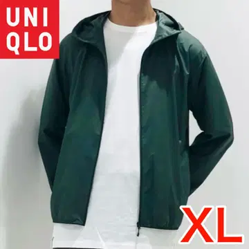 미사용 유니클로 포켓형 UV 차단 후드티 XL 그린 남성용 9200