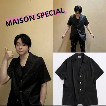 오모리 모토키 착용 MAISON SPECIAL 실키 샴브레이 자켓 블랙
