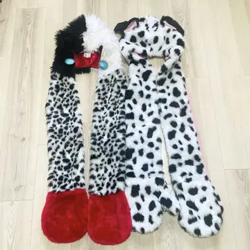 디즈니 크루엘라 101마리의 강아지 팬 캡 후드 부착 머플러
