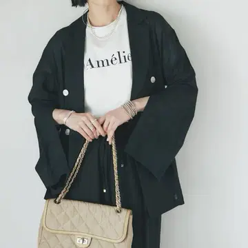 리브 드와 슬릿 슬리브 테일러드 자켓 블랙