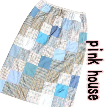 pinkhouse 핑크하우스 패치워크 빈티지 체크 무늬 스커트