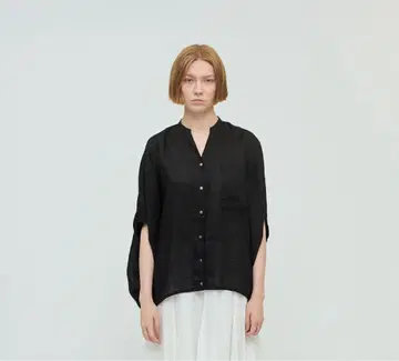 25SS mizuiro ind 린넨 스탠드 카라 코쿤 셔츠