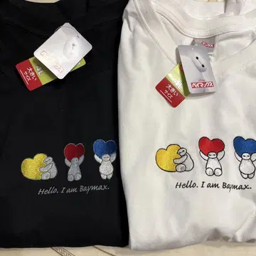 시마무라 베이맥스 티셔츠 블랙 화이트 4L 2장 세트 미세스 멤버 컬러