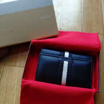 BALLY 가죽 키 케이스 블랙 스트라이프
