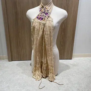 ANNA SUI y2k 레트로 꽃 자수 시스루 니트 스톨