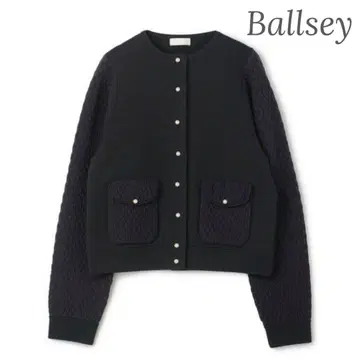 Ballsey 보르지 울 코튼 펄 콤비 크루넥 가디건