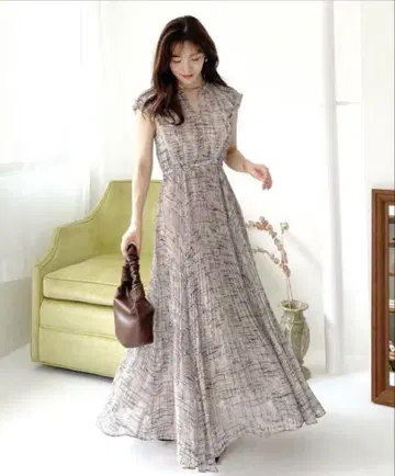 코코딜 COCO DEAL 기하학 프린트 프릴 플리츠 원피스
