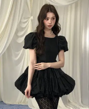 플라워 페탈 자카드 발룬 원피스