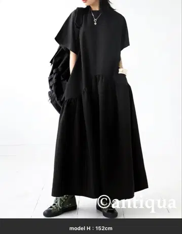 antiqua 안티카 절개 개더 원피스 반팔