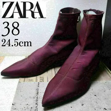 ZARA 자라 24.5 부츠 스틸레토 보르도 집업