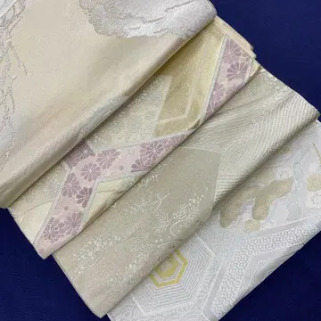6223 후쿠로 오비 세트 리메이크용 은색 바탕 연보라색 거북이 무늬