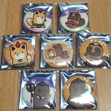 너구리와 여우 캔뱃지 너구리 여우 곰 일본 전통 종이