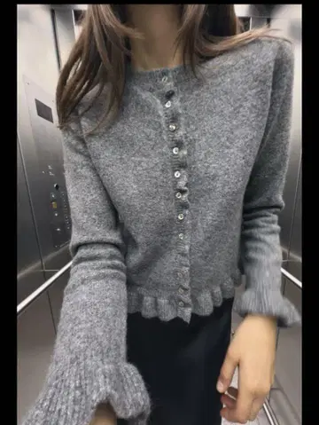 자라 프릴 니트 가디건 L