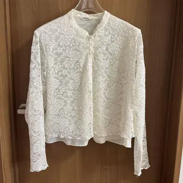 Feminine 도쿄 블라우스 플라워 레이스 옷깃 블라우스 긴팔 화이트