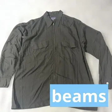 beams 빔즈 다크 그레이 집업 셔츠 M 레이온 100%