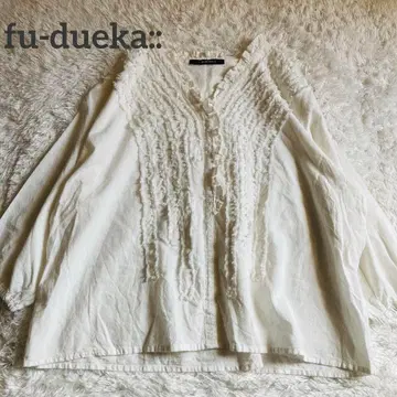 fu-dueka:: 에카 프린지 가디건 셔츠 프릴 코튼 블라우스