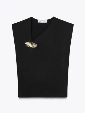 ZARA 골드 아플리케 니트 탑 블랙 S 사이즈 미사용 새상품