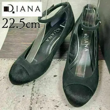 DIANA 다이애나 22.5 웨지 스트랩 절개 펌프스 블랙
