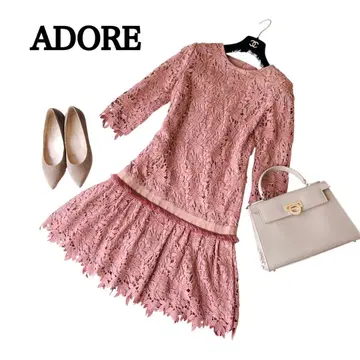 ADORE 어도어 전체 레이스 원피스 프린지 핑크