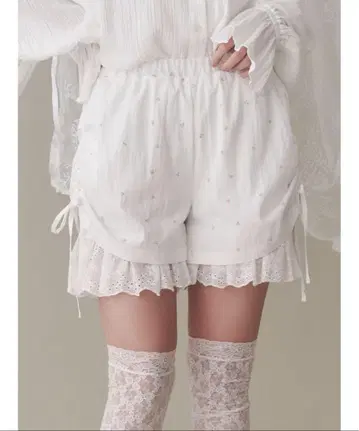 메리 제니 플라워 레이어드 숏 팬츠 핑크