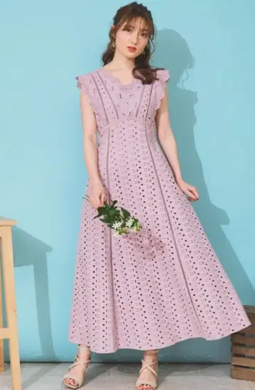 Noela 노엘라 코튼 레이스 맥시 원피스 라벤더 색상 M 사이즈